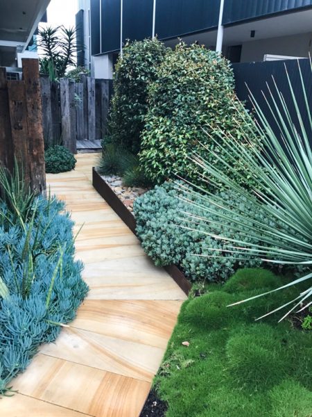 Beautiful Stone Pavement Pathway Landscaping through Outdoor Garden on the Central Coast